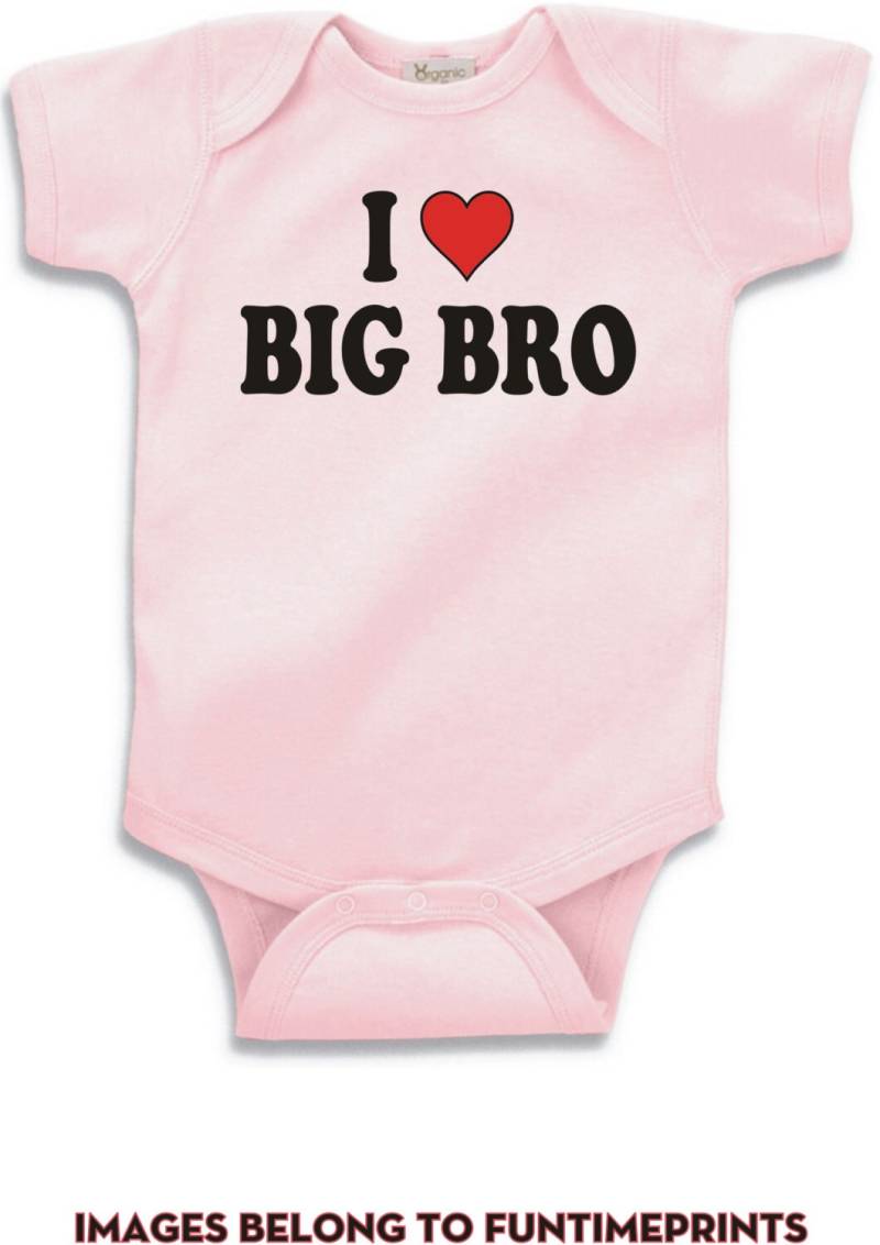 Ich Herz Big Bro - Liebe Spaß T-Shirt Oder Body Lustige Kleidung Für Kleinkind Jugend Kinder in Weiß Grau Rosa Blau -0082 von FunTimePrints