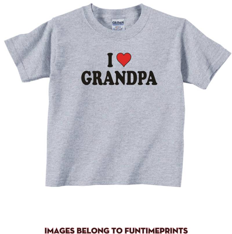 Ich Herz Grandpa - Liebe Spaß T-Shirt Oder Body Lustige Kleidung Für Kleinkind Jugend Kinder in Weiß Grau Rosa Blau -0074 von FunTimePrints