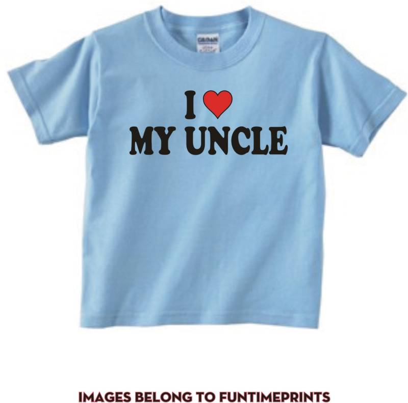 Ich Herz Mein Onkel - Liebe Spaß T-Shirt Oder Body Lustige Kleidung Für Kleinkind Jugend Kinder in Weiß Grau Rosa Blau -0076 von FunTimePrints