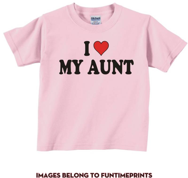 Ich Herz Meine Tante - Liebe Spaß T-Shirt Oder Body Lustige Kleidung Für Kleinkind Jugend Kinder in Weiß Grau Rosa Blau -0075 von FunTimePrints