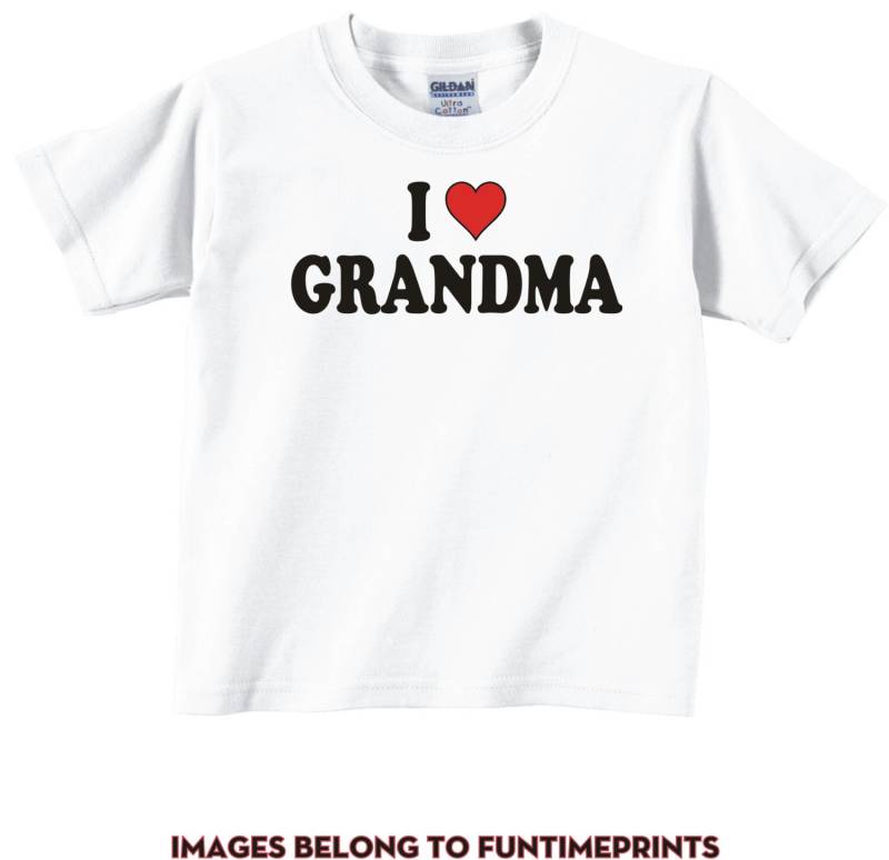 Ich Herz Oma - Liebe Spaß T-Shirt Oder Body Lustige Kleidung Für Kleinkind Jugend Kinder in Weiß Grau Rosa Blau -0073 von FunTimePrints