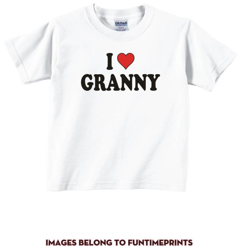 Ich Herz Oma - Liebe Spaß T-Shirt Oder Body Lustige Kleidung Für Kleinkind Jugend Kinder in Weiß Grau Rosa Blau -0083 von FunTimePrints