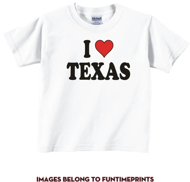 Ich Herz Texas - Liebe Spaß T-Shirt Oder Body Lustige Kleidung Für Kleinkind Jugend Kinder in Weiß Grau Rosa Blau -0091 Ich Herz Texas - Liebe Spaß T-Shirt Oder Body Lustige Kleidung Für Kleinkind Jugend Kinder in Weiß Grau Rosa Blau -0091 von FunTimePrints
