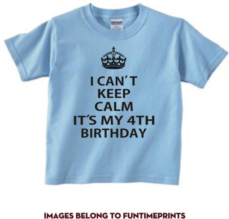 Ich Kann Nicht Halten Ruhig Seine Meine 4. Geburtstag - Spaß T-Shirt Oder Body Lustige Kleidung Kleinkind Jugend Kinder in Weiß Grau Rosa Blau-215 von FunTimePrints