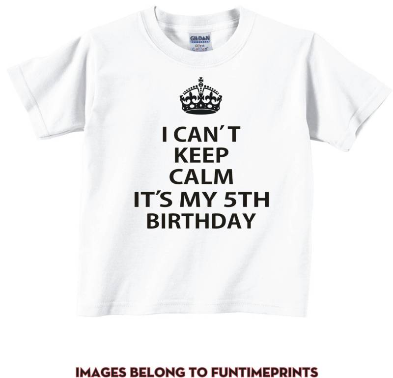 Ich Kann Nicht Halten Ruhig Seine Meine 5. Geburtstag - Spaß T-Shirt Oder Body Lustige Kleidung Kleinkind Jugend Kinder in Weiß Grau Rosa Blau-216 von FunTimePrints