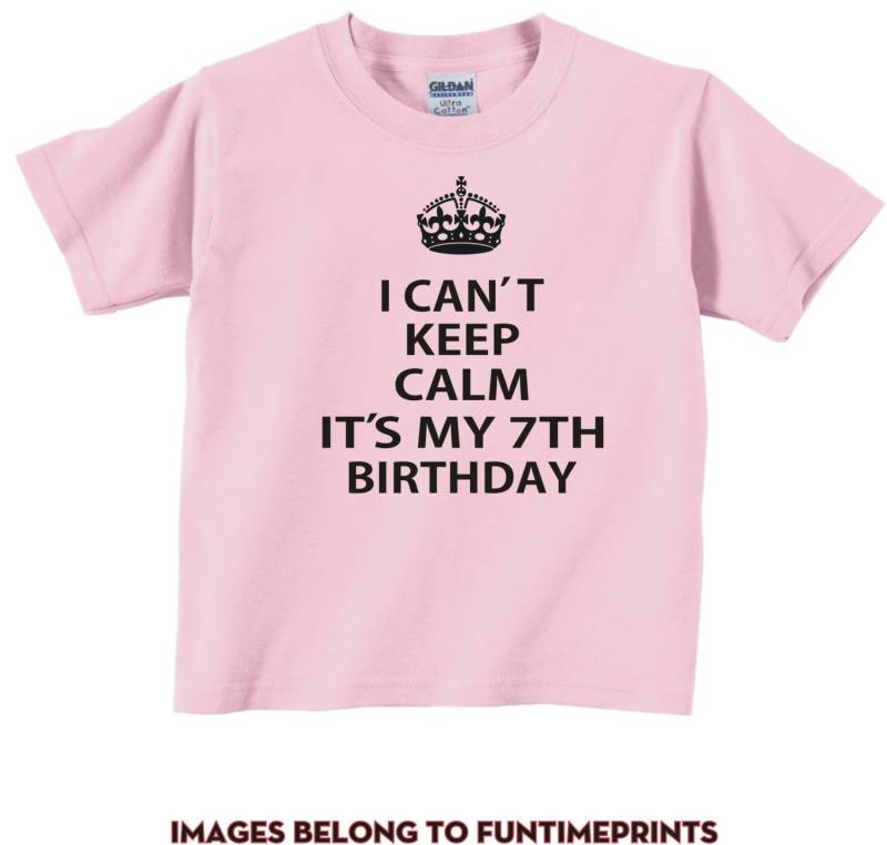 Ich Kann Nicht Halten Ruhig Seine My 7. Geburtstag - Spaß T-Shirt Oder Body Lustige Kleidung Kleinkind Jugend Kinder in Weiß Grau Rosa Blau-218 von FunTimePrints