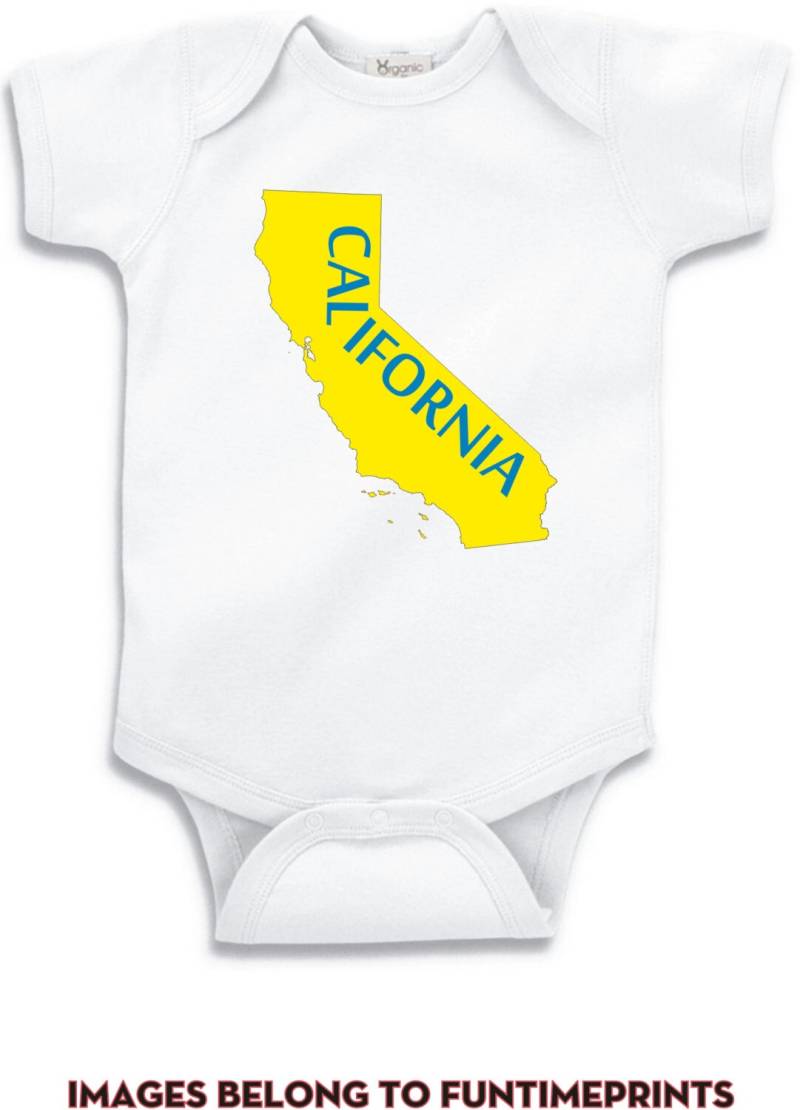 Kalifornien - Lustiges State Map T-Shirt Oder Bodysuit -Lustige Uni Kleidung Säugling Kleinkind Kinder-In Weiß Grau Pink Blau -117 von FunTimePrints