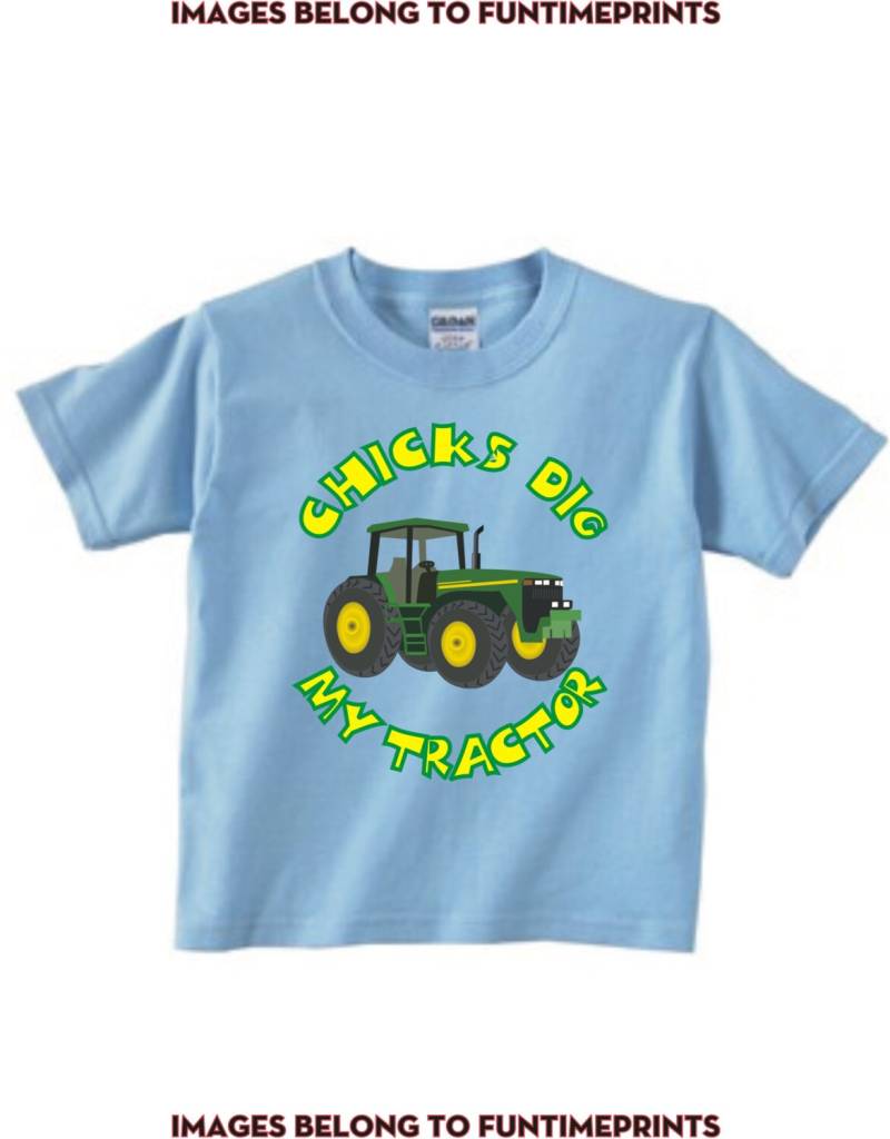Küken Graben Mein Traktor - Spaß T-Shirt Body Kleinkind Jugend Strampler Creeper Tshirt Lustige Junge Baby Kinder Grün Lkw-0032 von FunTimePrints