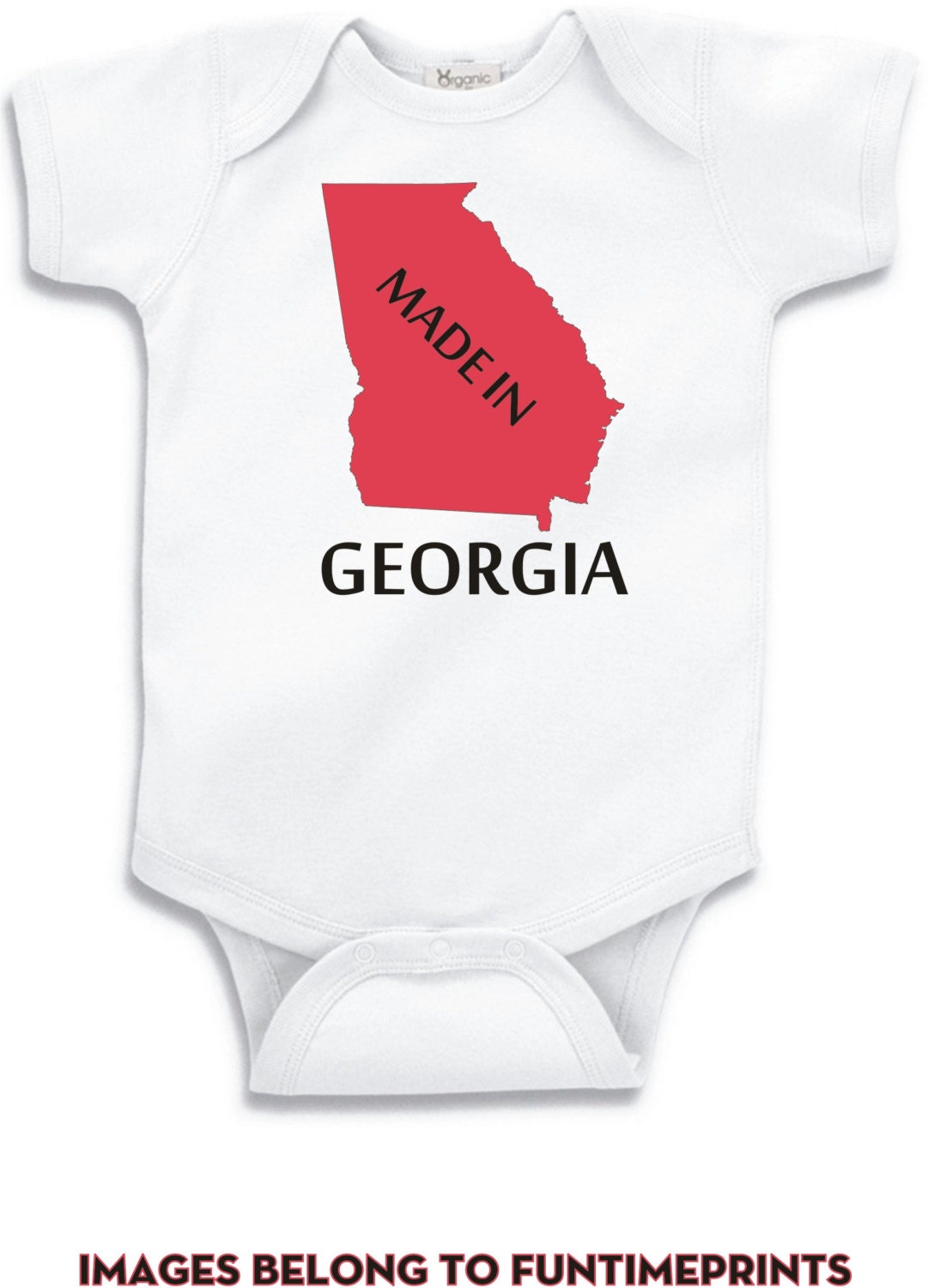 Made in Georgia - Lustiges State Map T-Shirt Oder Bodysuit Uni Kleidung Säugling Kleinkind Kinder-In Weiß Grau Pink Blau -207 von FunTimePrints