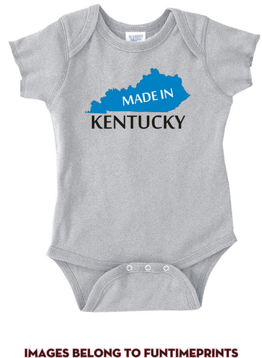 Made in Kentucky - Lustiges State Map T-Shirt Oder Bodysuit -Lustige Uni Kleidung Säugling Kleinkind Kinder- in Weiß Grau Pink Blau-139 von FunTimePrints