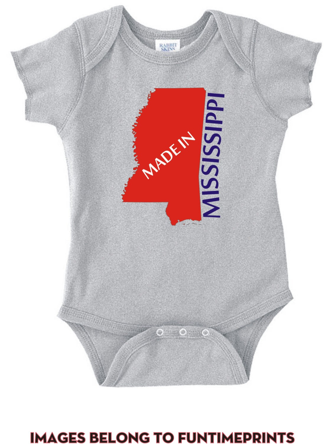 Made in Mississippi - Fun State Map T-Shirt Oder Bodysuit Uni Kleidung Säugling Kleinkind Kinder-In Ole Miss Farben -211 von FunTimePrints