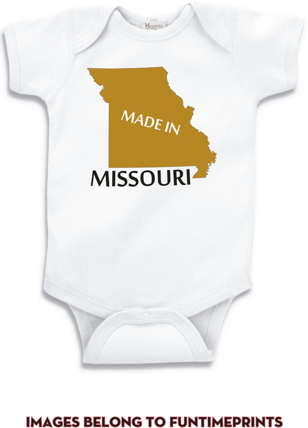 Made in Missouri - Lustiges State Map T-Shirt Oder Bodysuit -Lustige Uni Kleidung Säugling Kleinkind Kinder- in Weiß Grau Pink Blau-152 von FunTimePrints