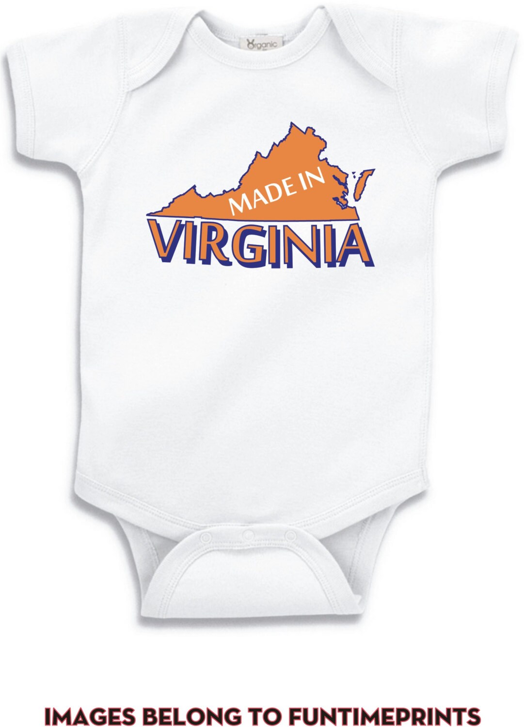 Made in Virginia - Lustiges State Map T-Shirt Oder Bodysuit Uni Kleidung Säugling Kleinkind Kinder-In Weiß Grau Pink Blau -190 von FunTimePrints