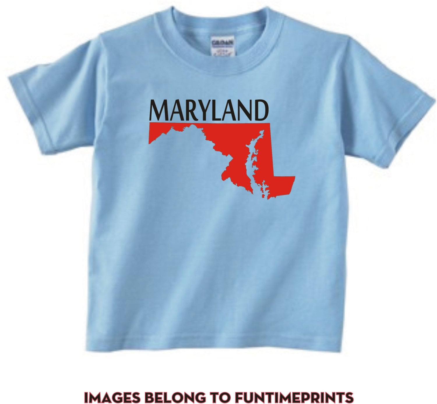 Maryland - Lustiges State Map T-Shirt Oder Bodysuit Uni Kleidung Säugling Kleinkind Kinder-In Weiß Grau Pink Blau -206 von FunTimePrints
