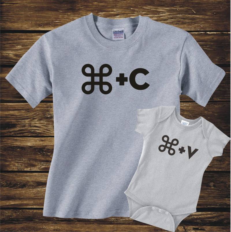 Passende Mac Copy Paste - Ctrl C V Eltern Vater Tag Mutter Kind T-Shirt Oder Bodysuit Spaß Kleidung Erwachsene Säugling Jugend Kinder -372 von FunTimePrints