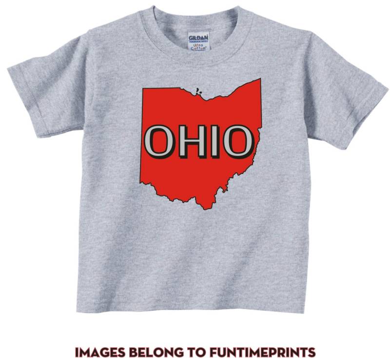Ohio - Lustiges State Map T-Shirt Oder Bodysuit Uni Kleidung Säugling Kleinkind Kinder-In Weiß Grau Pink Blau -171 von FunTimePrints