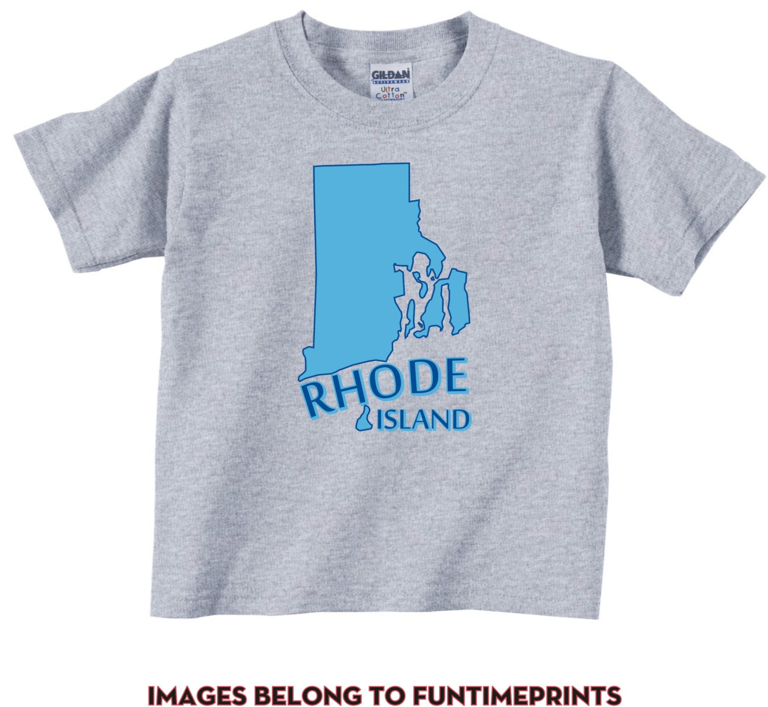 Rhode Island - Lustiges State Map T-Shirt Oder Bodysuit Uni Kleidung Säugling Kleinkind Kinder-In Weiß Grau Pink Blau -179 von FunTimePrints