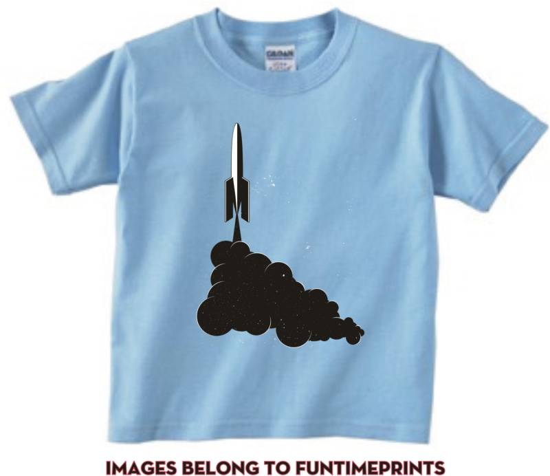 Space Rocket - Spaß T-Shirt Oder Body Lustige Kleidung Kleinkind Jugend Kinder Weiß Grau Rosa Blau Äußere Shuttle Nasa-362 von FunTimePrints