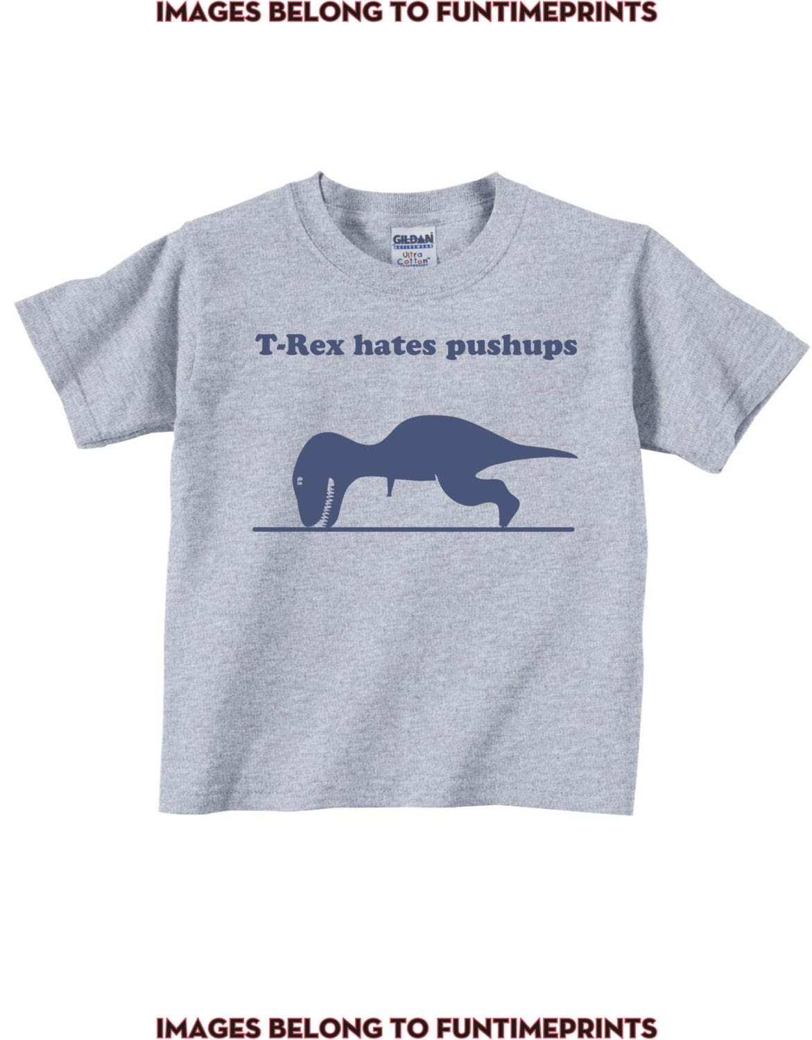 T-Rex Hates Pushups T-Shirt Oder Bodysuit - Kleinkind Jugend Strampler Tshirt Lustige Spaß Jungen Mädchen Kinder Babykleidung Dinosaurier -0033 von FunTimePrints