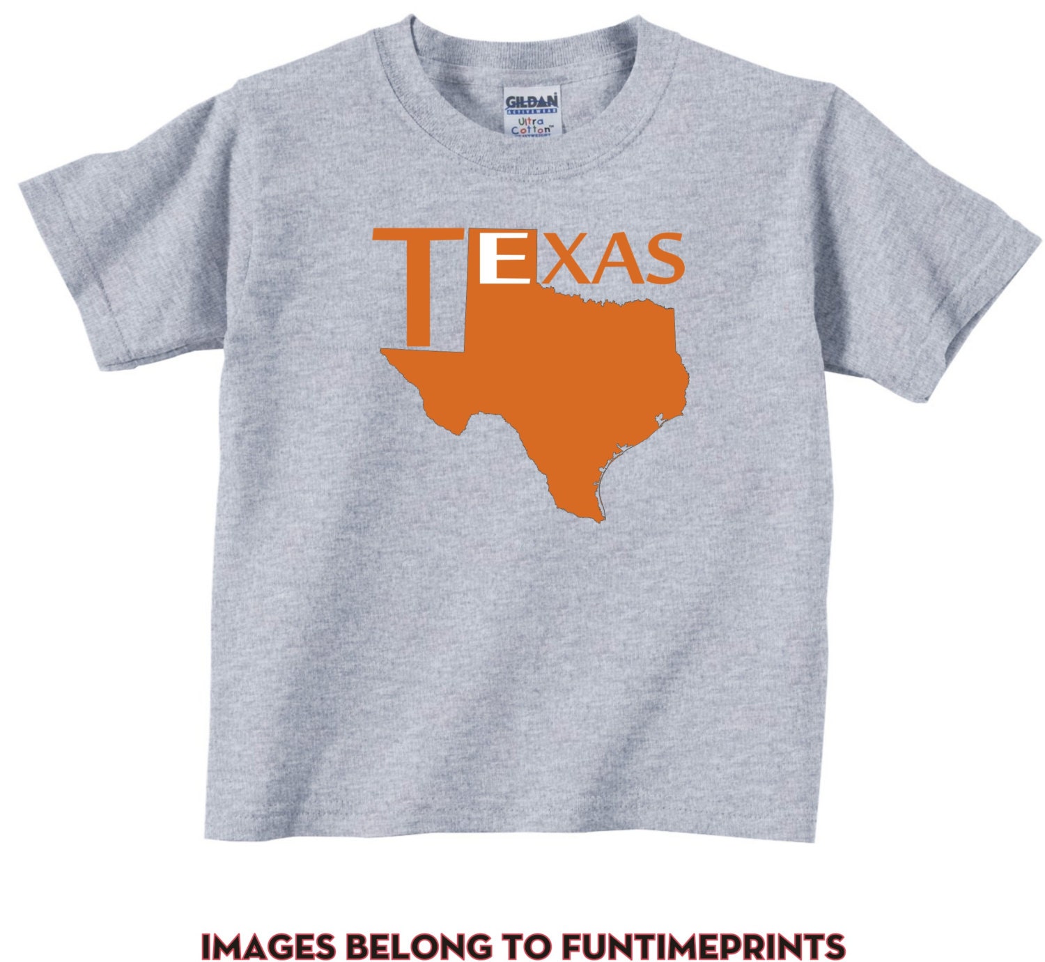 Texas - Fun State Map T-Shirt Oder Bodysuit Uni Kleidung Säugling Kleinkind Kinder-In Weiß Grau Pink Blau -185 von FunTimePrints
