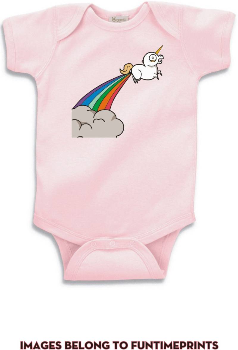 Unicorn Fart - Spaß T-Shirt Oder Body Lustige Kleidung Für Kleinkind Jugend Kinder in Weiß Grau Rosa Blau Furting Gas -0105 von FunTimePrints