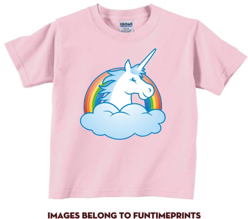 Unicorn Und Rainbow - Spaß T-Shirt Oder Body Lustige Kleidung Für Kleinkind Jugend Kinder in Weiß Grau Rosa Blau -0102 von FunTimePrints