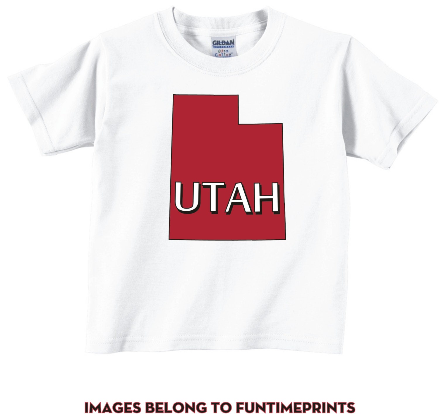 Utah - Lustiges State Map T-Shirt Oder Bodysuit Uni Kleidung Säugling Kleinkind Kinder-In Weiß Grau Pink Blau -187 von FunTimePrints