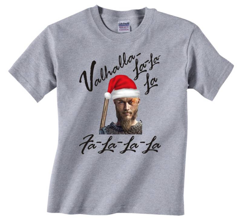 Valhalla La T-Shirt in Vielen Farboptionen - Erwachsene Herren/Unisex Hemden Weihnachten Ragnar Wikinger Fa La Christmas Lokey von FunTimePrints