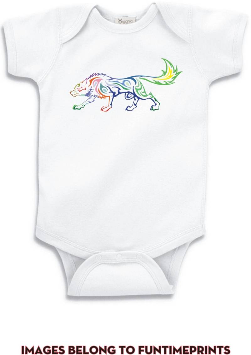 Wolf - Spaß T-Shirt Oder Body Lustige Kleidung Kleinkind Jugend Kinder Stammes in Weiß Grau Rosa Blau 229 von FunTimePrints