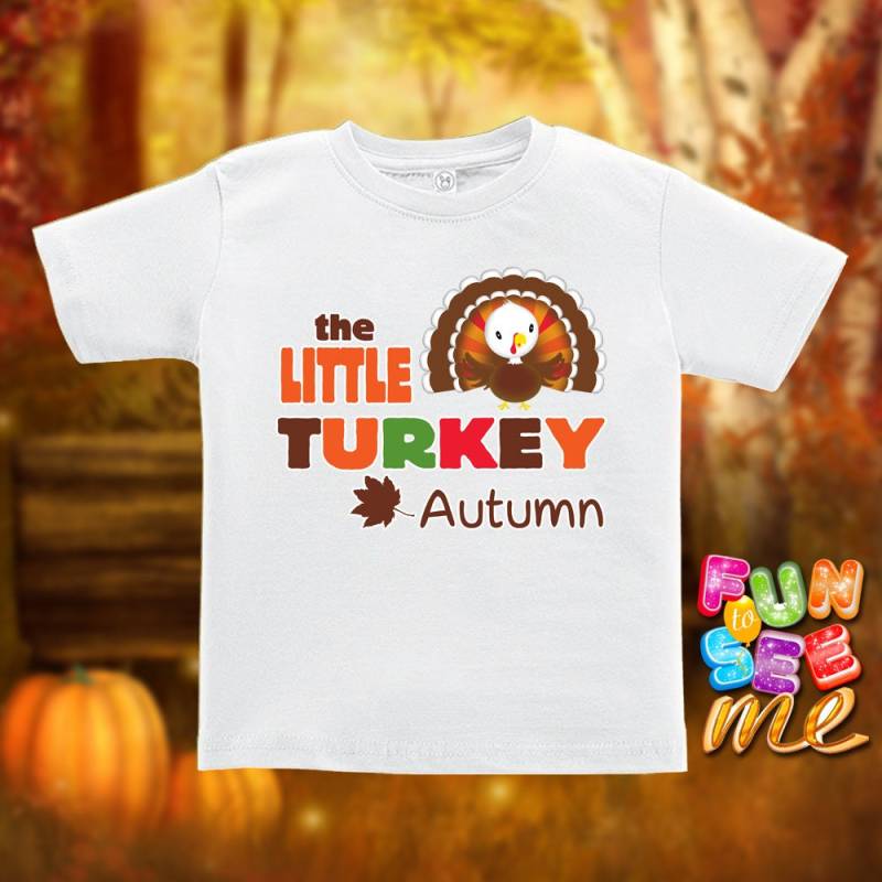 Die Kleine Türkei - Thanksgiving Personalisiert Mit Namen T-Shirt/Jungen Mädchen Säugling Kleinkind Jugendgrößen von FunToSeeMe