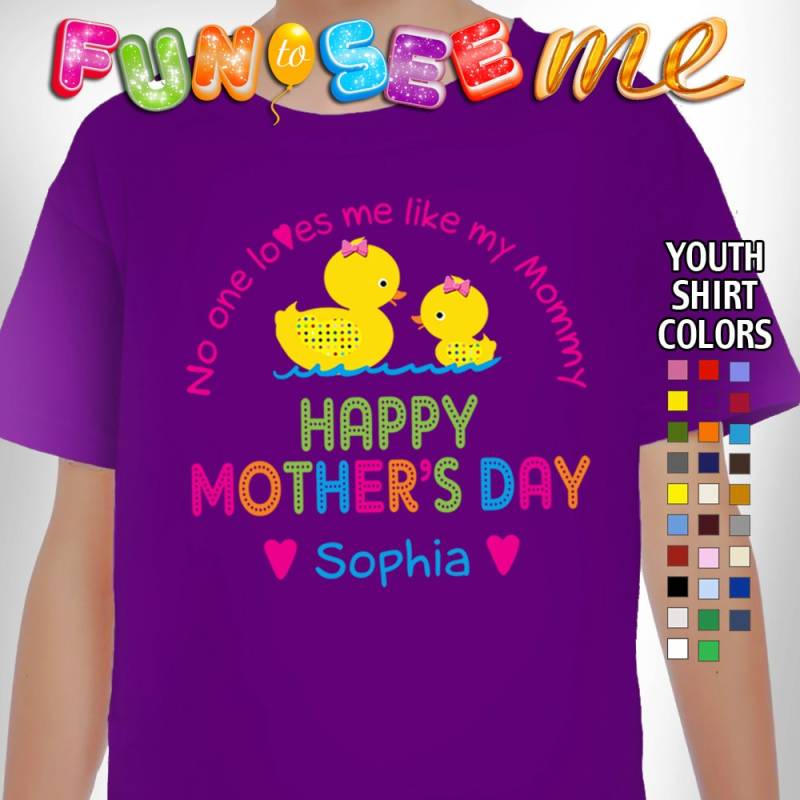 Glücklich Muttertag T-Shirt-Niemand Liebt, Wie Ich Meiner Mama - Mädchen Jugend Personalisiert Mit Namen von FunToSeeMe