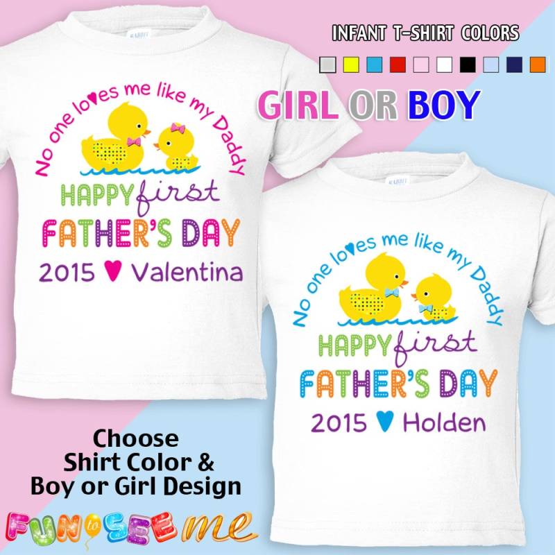 Glückliche Erste Vater Day T-Shirt - Niemand Liebt Mich Wie Mein Daddy Girls Boys Kleinkind Individuell W/Name & Jahr von FunToSeeMe