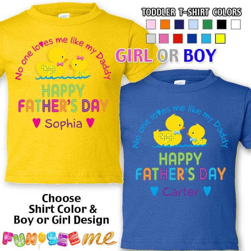 Glückliche Vatertag - Niemand Liebt Mich Wie Mein Daddy T-Shirt Girls Boys Kleinkind Personalisiert Mit Namen von FunToSeeMe