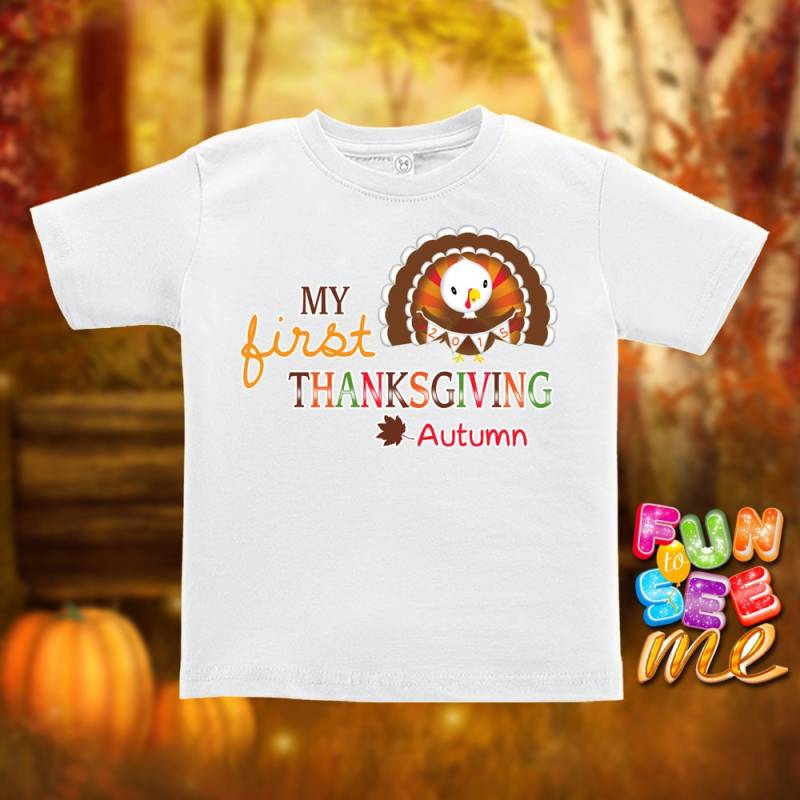 Meine Erste | 1. Thanksgiving - Personalisiert Mit Namen T-Shirt/Jungen Mädchen Säugling von FunToSeeMe