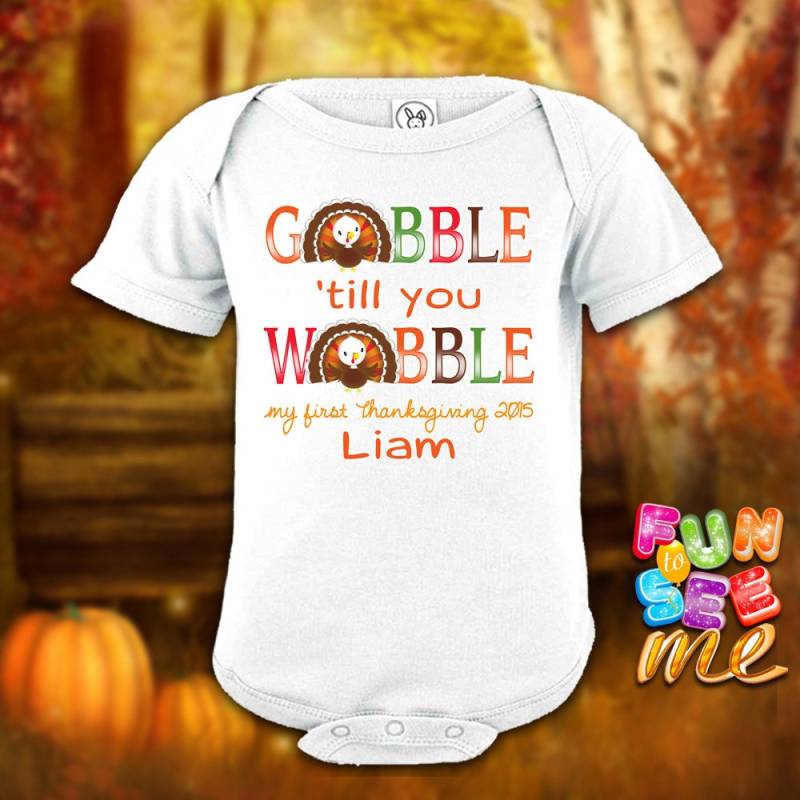 Meine Erste | 1. Thanksgiving - Verschlingen Bis Sie Wobble Personalisiert Mit Namen Und Jahr Body Jungen/Mädchen Neue Baby Geschenk von FunToSeeMe