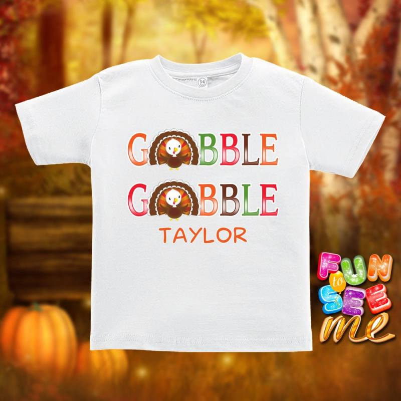 Verschlingen Verschlingen - Thanksgiving Personalisiert Mit Namen T-Shirt/Jungen Mädchen Säugling Kleinkind Jugendgrößen von FunToSeeMe