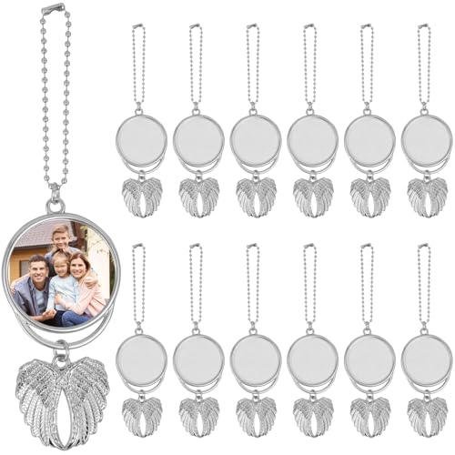 12 Stück Engelsflügel-Sublimations-Schlüsselanhänger-Rohlinge, individuelle Wärmeübertragungs-Ornamente, DIY-Schlüsselanhänger-Bastel-Set von Funabridge