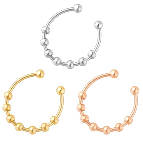 3 Stück Unisex Stressabbau Ringe Verstellbare Angst Ringe mit rotierenden Perlen und offenem Design 3 Stück Unisex Stressabbau Ringe Verstellbare Angst Ringe mit rotierenden Perlen und offenem Design von Funabridge