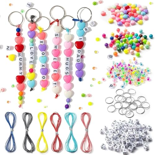 DIY Schlüsselanhänger-Bastelset, bunte Herzperlen mit 572-teiligem Zubehör, Bastelset für kreative Projekte DIY Schlüsselanhänger-Bastelset, bunte Herzperlen mit 572-teiligem Zubehör, Bastelset für kreative Projekte von Funabridge