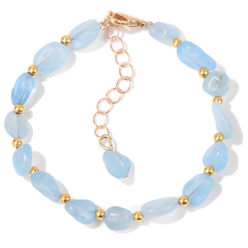 Funabridge Verstellbares hellblaues Edelstein-Armband für Damen mit ovalen Kristallen, Karabinerverschluss, eleganter Modeschmuck von Funabridge