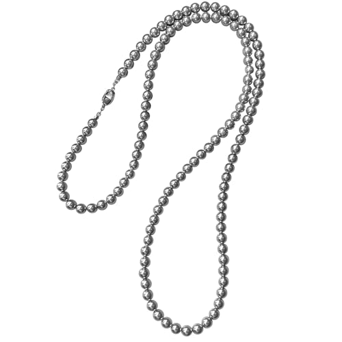 Halskette mit Perlenpullover für Damen, luxuriöses Lagendesign, nickelfrei und elegantes Grau, für Hochzeiten und Partys, 84 cm Gesamtlänge, 0,7 cm Durchmesser von Funabridge