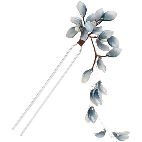 Klassisches chinesisches Haar-Accessoire, Blumen-Haarnadeln mit Quasten für Dutt-Frisuren, Tintenstil-Design, 15 x 5 x 1 cm Klassisches chinesisches Haar-Accessoire, Blumen-Haarnadeln mit Quasten für Dutt-Frisuren, Tintenstil-Design, 15 x 5 x 1 cm von Funabridge
