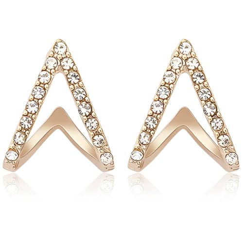 Kristall-verzierte Herz-Ohrstecker für Frauen, minimalistischer geometrischer Liebesschmuck für empfindliche Ohren, Valentinstagsgeschenk von Funabridge
