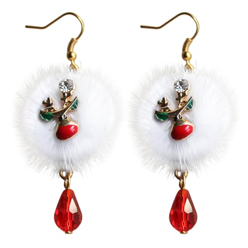 Rentier und Weihnachtsmann-Pom-Pom-Ohrringe, baumelndes Design von Funabridge