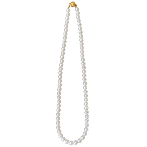 Weiße Perlenkette für Damen, eleganter Schmuck für Verabredungen und Hochzeiten, 6 mm, Perlen-Anhänger, Adsorptiv-Verschluss von Funabridge
