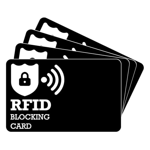 Funalix 4 Stück RFID Blocker Karte & NFC Schutzkarte - Hochwirksamer Schutz gegen digitalen Datenklau durch elektromagnetische Abschirmung | 360° Schutz für Kreditkarten & Reisepass (Schwarz) Funalix 4 Stück RFID Blocker Karte & NFC Schutzkarte - Hochwirksamer Schutz gegen digitalen Datenklau durch elektromagnetische Abschirmung | 360° Schutz für Kreditkarten & Reisepass (Schwarz) von Funalix