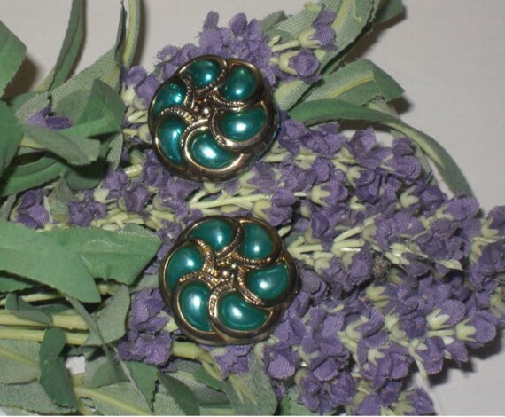 Blaue Und Goldene Blume Ohrringe-Pierced Blaue Und Goldene Blume Ohrringe-Pierced von FunandBaubles