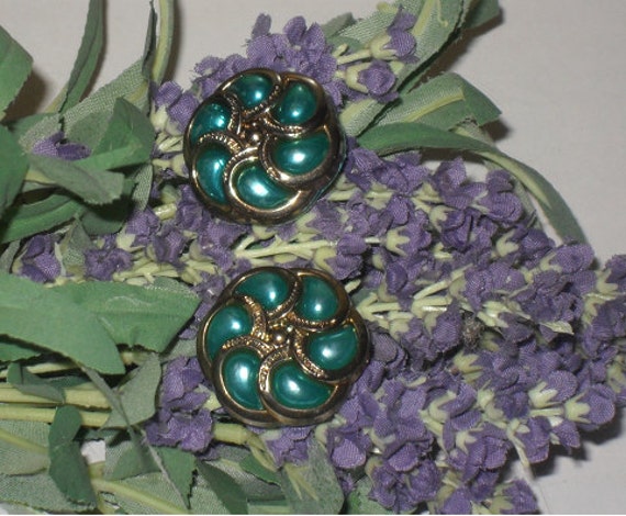 Blaue Und Goldene Blume Ohrringe-Pierced Blaue Und Goldene Blume Ohrringe-Pierced von FunandBaubles