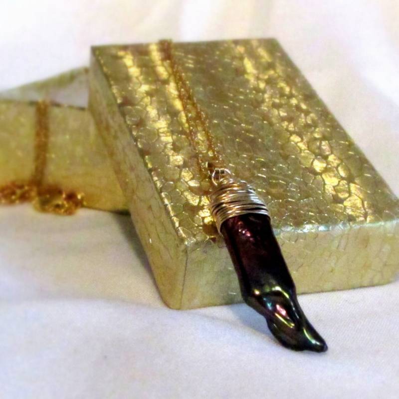 Schwarz Oder Pfirsich Stick Perlenkette-Vergoldete Platte Schwarz Oder Pfirsich Stick Perlenkette-Vergoldete Platte von FunandBaubles