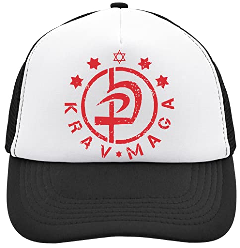 Functon+ Krav MAGA Logo Mesh Back Trucker Cap Adjustable Snapback Hat Brushed Cotton with Buckle Black, Schwarz , Einheitsgröße von Functon+